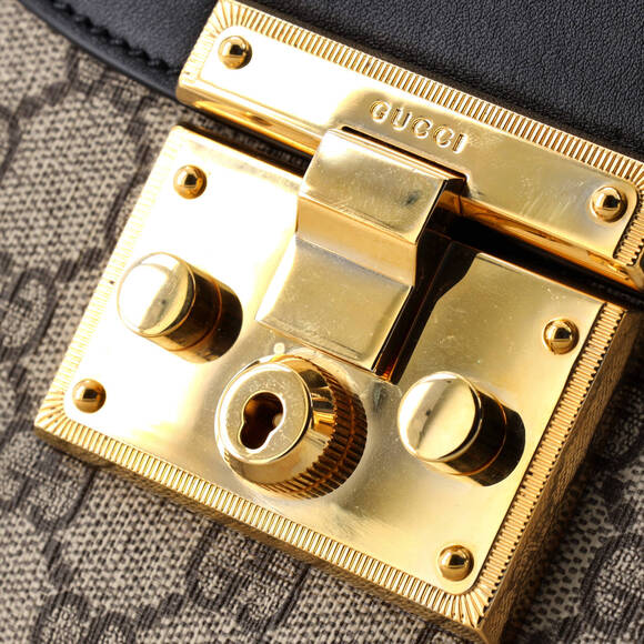 Gucci Medium Padlock Saddle Shoulder Bag GG Coated Canvas and Leather - Picture 6 of 6